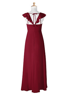 Azazie Amada Junior Burgundy A-Line Ruched Chiffon Dress image6