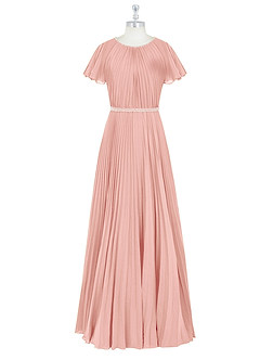 Azazie Kara Bescheidene Brautjungfernkleider A-Linie Plissee Chiffon Bodenlänge Kleid image7