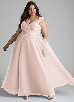Azazie Luxi Bridesmaid Dresses Rose Petal A-Line Pleated Tulle Dress image8