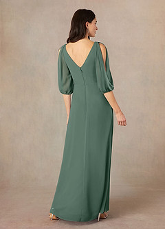 Azazie Bronwyn Kleider für die Brautmutter A-Linie V-Hals Gerüscht Chiffon Kleid Seemoos image4