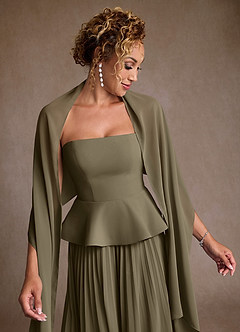 Azazie Josabeth At-home Try On Dresses Dark Navy A-Line Pleated Chiffon Dress image7