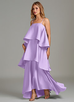 Azazie Azalea Bridesmaid Dresses Lilac A-Line Ruched Stretch Satin Dress image3