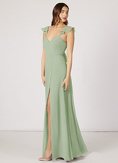 Azazie Everett Bridesmaid Dresses A-Line V-neck Ruched Chiffon Floor-Length Dress image6