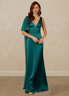 Christian Siriano Bridal for Azazie 1011 Bridesmaid Dresses Peacock Mermaid Bow Stretch Satin Dress image3