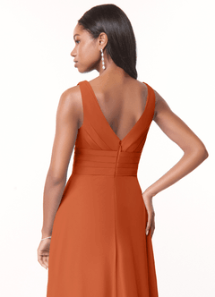 Azazie Julianna Bridesmaid Dresses Burnt Orange A-Line Chiffon Dress image4