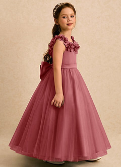 Azazie Eden Robe Demoiselle D'honneur Fillette Robe Princesse en Tulle Plissé Antique Rose image3