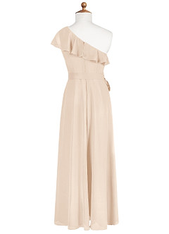 Azazie Eletta Junior Agave A-Line Ruched Chiffon Dress image7