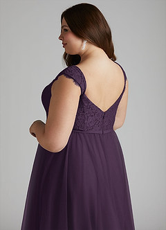 Azazie Luxi Bridesmaid Dresses Plum A-Line Pleated Tulle Dress image11