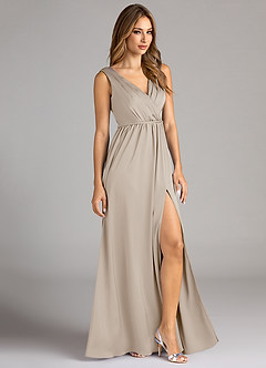 Azazie Tanicia Brautjungfernkleider A-Linie Plissee Stretch-Satin Kleid Frost image4