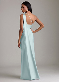 Azazie Juniper Brudtärnklänningar Klä av Sjöjungfru i Stretch Satin Ena axeln Dimma image6