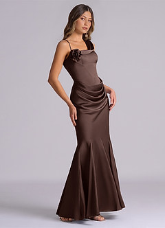 Azazie Inara Bridesmaid Dresses Ganache Mermaid Pleated Stretch Satin Dress image5