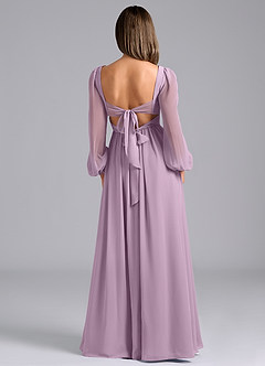 Azazie Zeya Bridesmaid Dresses Wisteria A-Line Long Sleeve Chiffon Dress image2