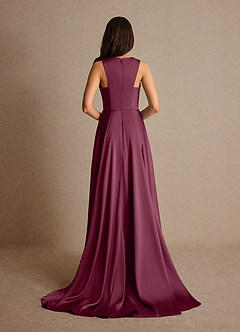 Azazie Niles Mother of the Bride Dresses Mulberry A-Line Trains Stretch Satin Dress image4