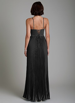 Azazie Micah Bridesmaid Dresses Black A-Line Corset Stretch Satin Convertible Dress image4