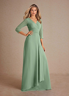 Azazie Mayfield Vestidos para mãe da noiva Vestir Matchá de Chiffon de Linha A com Plissado image4