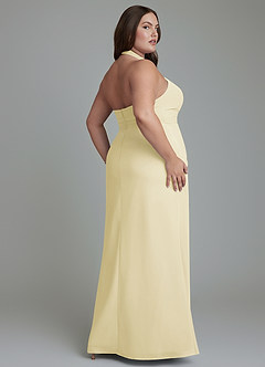 Azazie Jemma Bridesmaid Dresses Lemon Sorbet Sheath Pleated Chiffon Dress image12