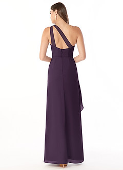 Azazie Maive Bridesmaid Dresses Plum Sheath Pleated Ruffle Chiffon Dress image2