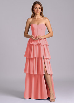 Azazie Faye Bridesmaid Dresses Coral A-Line Sweetheart Neckline Chiffon Dress image6