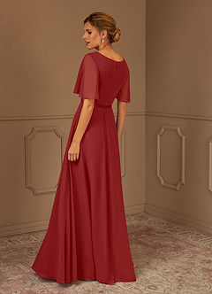 Azazie Tricia Kleider für die Brautmutter A-Linie V-Hals Gefaltet Chiffon Kleid Rost image3