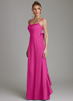 Azazie Zherra Bridesmaid Dresses Fuchsia Mermaid Bow Stretch Satin Dress image2