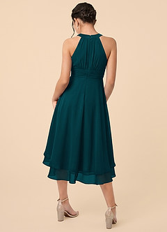 Azazie Linna Junior Pine A-Line Pleated Chiffon Dress image2