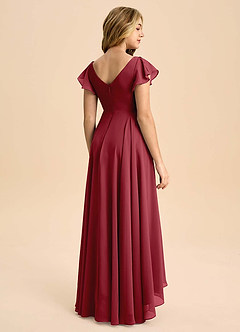 Azazie Caria Junior Pomegranate A-Line Pleated Chiffon Dress image2