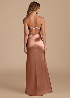 Azazie Leonis Bridesmaid Dresses Bronzer Mermaid Pleated Metallic Satin Convertible Dress image6