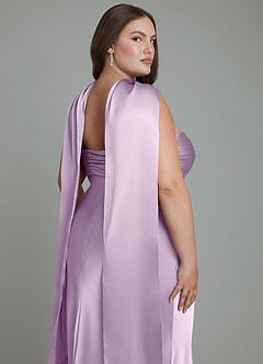 Azazie Saylor Vestidos de damas de honor Vestido Lila Esmerilada de Satén Elástico de Corte Sirena con Palabra de honor image19