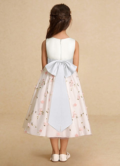 Azazie Pollie Flower Girl Dresses Blushing Pink White A-Line Bow Tulle Dress image6