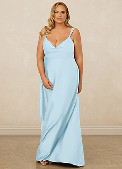 Christian Siriano Bridal for Azazie 1001 Brautjungfernkleider A-Linie Herzausschnitt Stretch-Satin Kleid Himmelblau image15