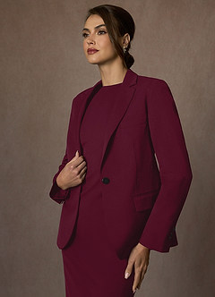 front Kennedy Burgundy Structured Stretch Jacket and Dress Suit Set