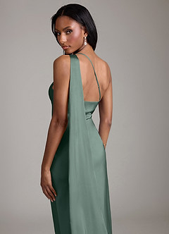 Azazie Galinda Brudtärnklänningar Klä av Sjöjungfru i Stretch Satin Ena axeln Havsmossa image2