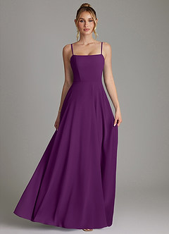 Azazie Elita Bridesmaid Dresses Grape A-Line Pleated Chiffon Dress image4