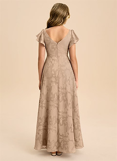 Azazie Omari Junior A라인 주름진 플로럴 번아웃 플로어 길이 주니어 신부 들러리 드레스 image2