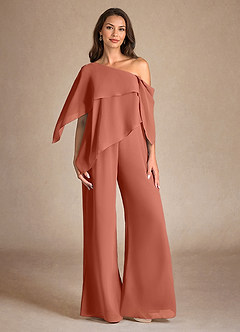 Azazie Halima Mother of the Bride Dresses Clay Jumpsuit/Pantsuit Side Slit Chiffon Dress image1