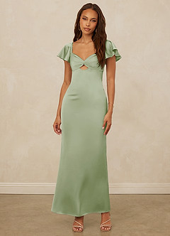 Christian Siriano Bridal for Azazie 1005 Bridesmaid Dresses Dusty Sage Sheath Sweetheart Neckline Stretch Satin Dress image4