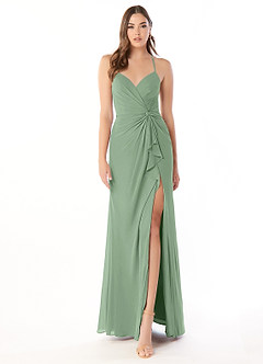 Azazie Aribella Bridesmaid Dresses Matcha Sheath Ruched Chiffon Dress image1