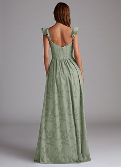Azazie Denisse Bridesmaid Dresses Agave A-Line Ruched Floral Burnout Dress image3