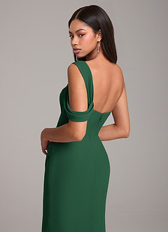 Azazie Wynter Vestidos de damas de honor Vestido de Verde Oscuro de Gasa de Corte Recto con Vestidos sin tirantes image2