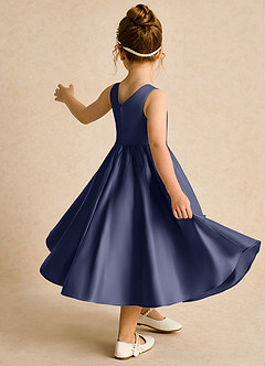 Azazie Hermia Flower Girl Dresses Stormy A-Line Sleeveless Matte Satin Dress image5