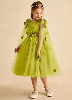 Azazie Staria Flower Girl Dresses Lemongrass Ball-Gown Ruched Tulle Dress image5