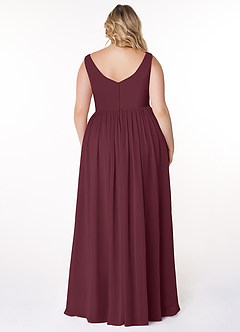 Azazie Keyla Bridesmaid Dresses Cabernet A-Line V-Neck Pleated Chiffon Dress image7