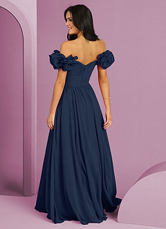 Barbie ♥ Azazie Bridesmaid Dresses Dark Navy A-Line Off the Shoulder Chiffon Convertible Dress image2