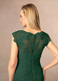 Azazie Jovie Mother of the Bride Dresses Dark Green A-Line Lace Dress image5