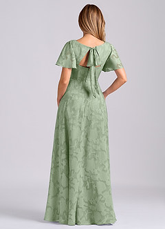 Azazie Kimber 신부 들러리 드레스 A라인 포켓이 있는 플로럴 번아웃 바닥 길이 드레스 image8