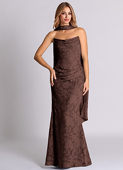 Azazie Sorrel Vestidos de damas de honor Vestido de Ganache de Devorado Floral de Corte Sirena Convertible con Corsé image5