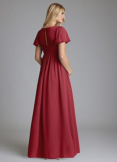 Azazie Verna Maternity Bridesmaid Dresses A-Line V-Neck Ruched Chiffon Floor-Length Dress image2