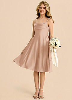 Azazie Bear Junior English Rose A-Line Sweetheart Neckline Stretch Satin Dress image4