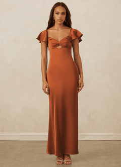 Christian Siriano Bridal for Azazie 1005 Bridesmaid Dresses Cinnamon Sheath Sweetheart Neckline Stretch Satin Dress image1