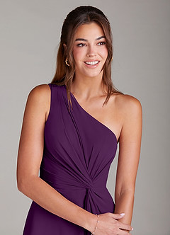 Azazie Brooke Jurken voor bruidsmeisjes Jurk van Chiffon met A-Lijn One-Shoulder Druif image6
